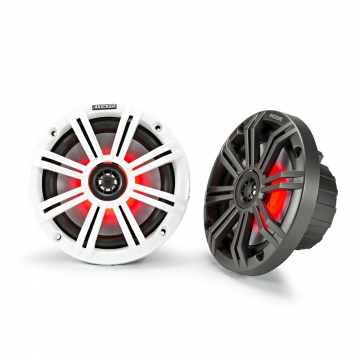 Kicker KM65 6.5" Marine Speakers with White & Charcoal Grilles w/ RGB LEDs