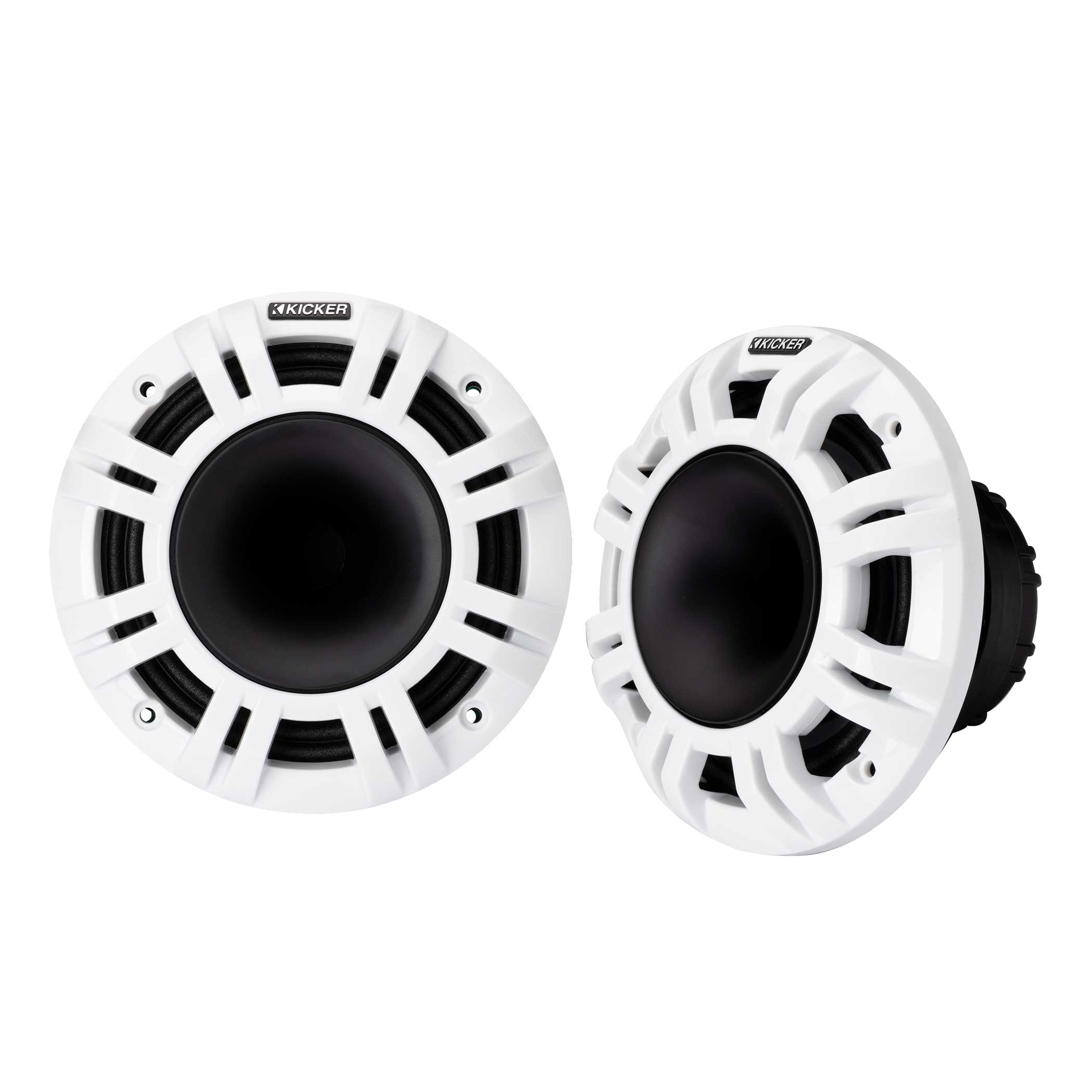 Kicker KMXL65 6.5-Inch Marine Speakers with Horn Tweeters and White and  Charcoal Grilles Pair