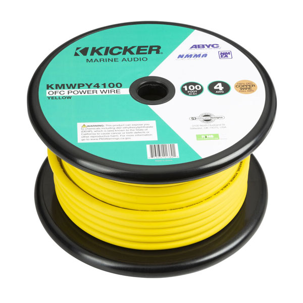 Kicker KMWPY4100 Marine 4AWG Power Wire, 100Ft, Yellow