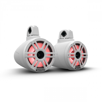 Rockford Fosgate M2WL-8H 8" M2 Horn Tweeter Tower Speakers with RGB LEDs & Clamps White