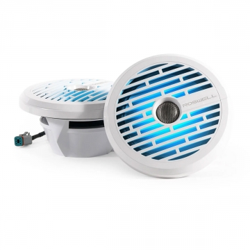 Roswell R1 8 Inch Marine Speakers with RGB LEDs White Grilles