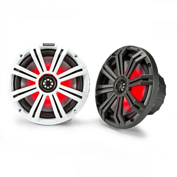 Kicker KM8 8 Inch Marine Grade Coaxial Speakers with LEDs White & Charcoal Grilles 4 Ohm
