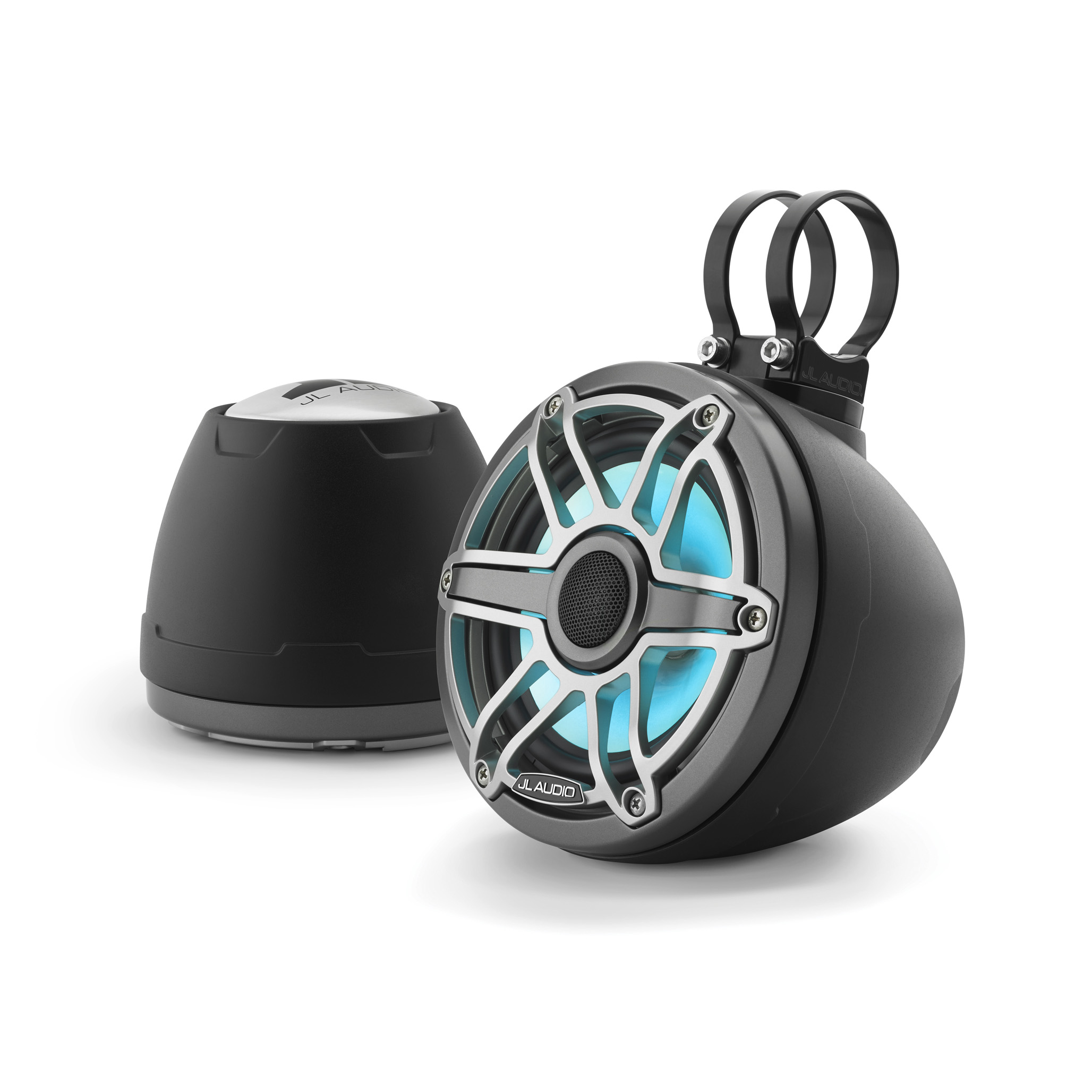 JL Audio M6 VeX Enclosed Speaker Pods Gunmetal Grilles w/ RGB LEDs