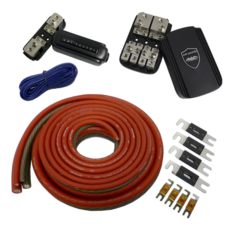 Wet Sounds Amp Installation Kit for 2 Amps with 10' of Batteries