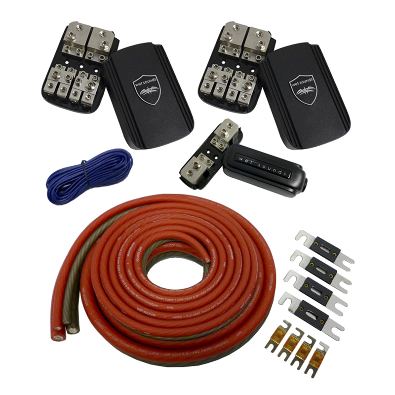Wet Sounds Amp Installation Kit for 2-4 Amps with 10' of Batteries