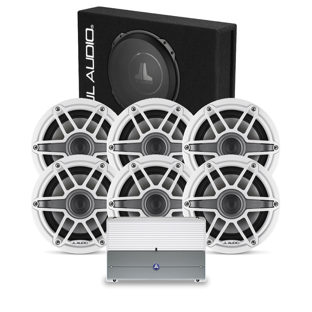 JL Audio M6 6.5" White Sport 6 Speaker + Loaded Enclosure Stereo ...